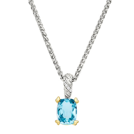Mariselle Sterling Silver with 18k Gold Solitaire Necklace