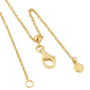 Gold vermeil adjustable cable chain with ball slider lobster clasp and Jan Leslie charm disc for lapis lazuli heart pendant necklace by Jan Leslie.