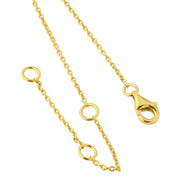 Gold vermeil adjustable cable chain with ball slider lobster clasp and Jan Leslie charm disc heart pendant necklace by Jan Leslie.