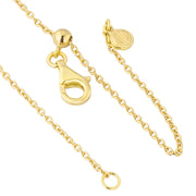 Gold vermeil adjustable cable chain with ball slider lobster clasp and Jan Leslie charm disc for heart pendant necklace by Jan Leslie.