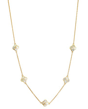 Mother-of-pearl clover station necklace on gold cable chain — Jan Leslie
