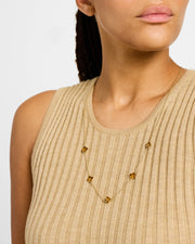 Tiger's eye clover station necklace on gold cable chain — Jan Leslie