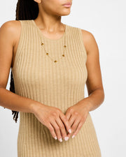 Tiger's eye clover station necklace on gold cable chain — Jan Leslie