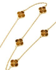 Tiger's eye clover station necklace on gold cable chain — Jan Leslie
