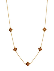 Tiger's eye clover station necklace on gold cable chain — Jan Leslie