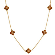 Tiger's eye clover station necklace on gold cable chain — Jan Leslie
