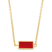 Rectangular carnelian bar pendant necklace on gold rolo chain by Jan Leslie.