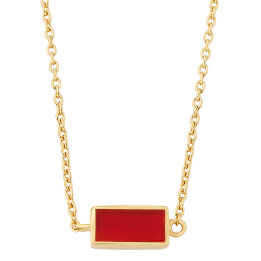 Dash Rectangle Gemstone Gold Vermeil Sterling Necklace
