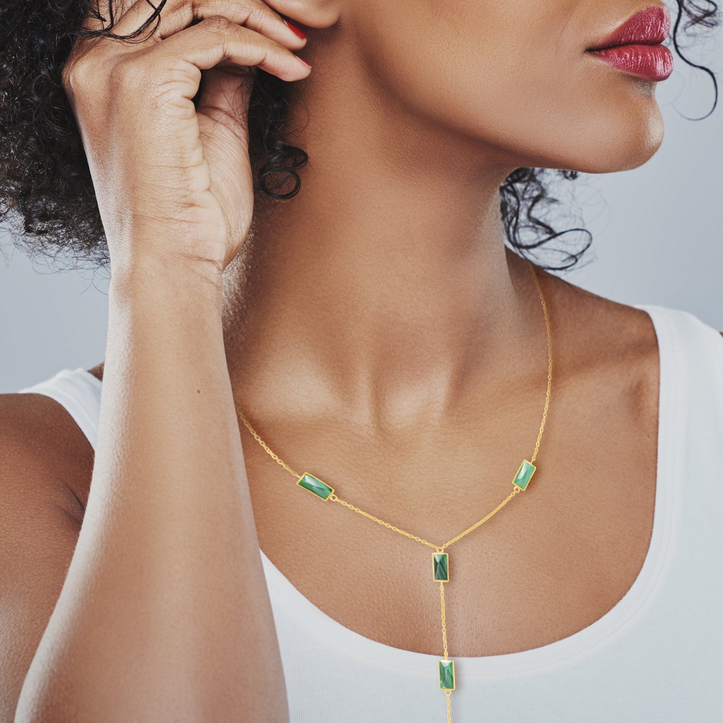 Dash Malachite Gemstone Gold Vermeil Necklace