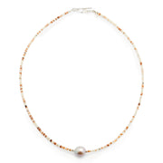 Freshwater Pearl Center White Shell Beaded Necklace with Sterling Silver Accents I Jan Leslie Cufflinks and Accessories. 