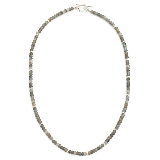 Labradorite Beaded Necklace with Sterling Silver Spacers and Toggle Closure I Jan Leslie Cufflinks and Accessories.