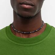 Men's Faceted Iolite & Sterling Silver Rondelle Beaded Choker Necklace on Model - Jan Leslie Cufflinks and Accessories