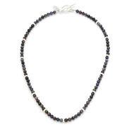 Men's Faceted Iolite & Sterling Silver Rondelle Beaded Choker Necklace with Toggle Clasp - Jan Leslie Cufflinks and Accessories