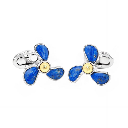 Moving Propeller Gemstone Sterling Silver Gold Vermeil Cufflinks