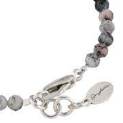  Black tourmalinated quartz bracelet close-up showing lobster clasp sterling silver connector rings and Jan Leslie oval charm by Jan Leslie