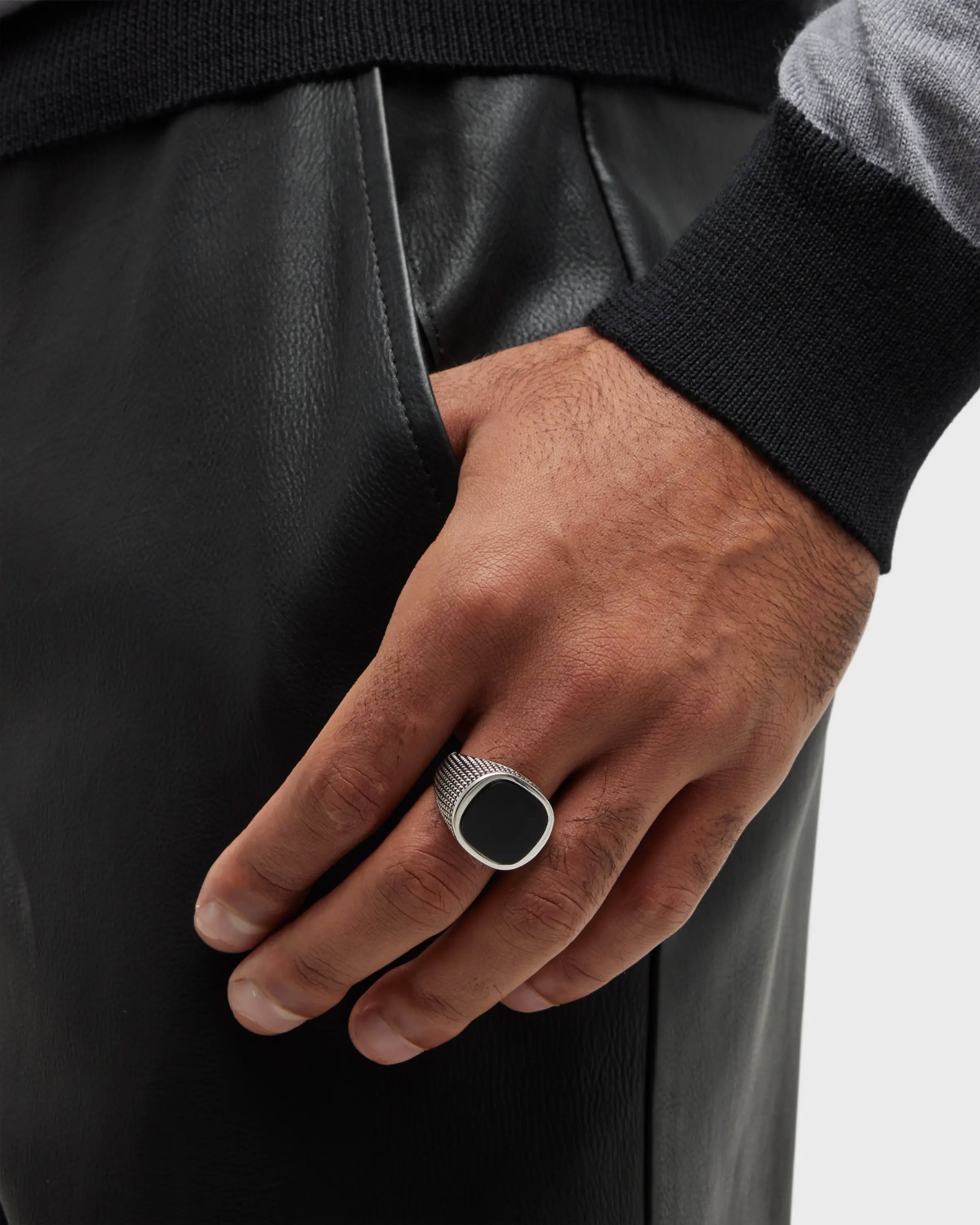 Sterling Silver Cross Etched Black Onyx Ring – Jan Leslie