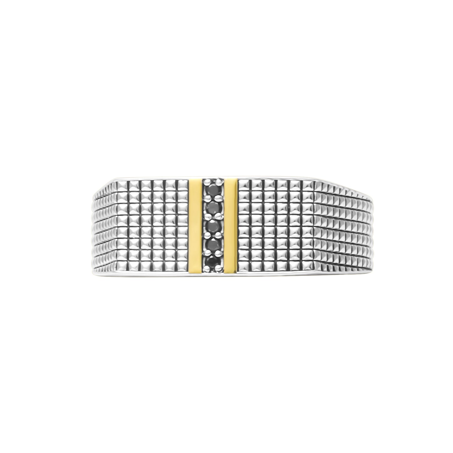Black Diamond Vermeil Sterling Etched Ring