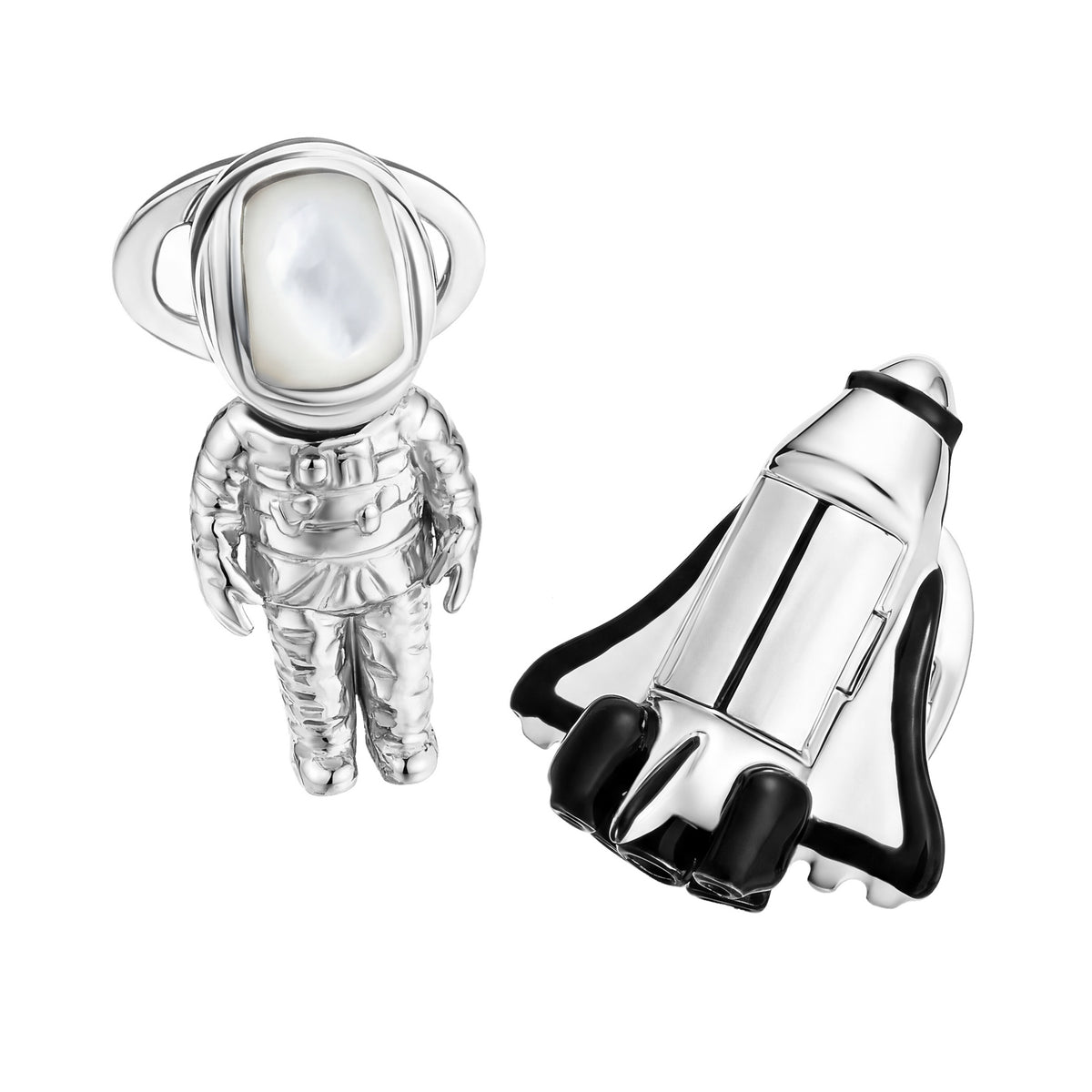 Astronaut Bobble Head & Shuttle Sterling Cufflinks