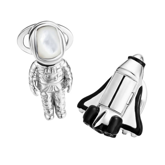 Astronaut Bobble Head & Shuttle Sterling Cufflinks