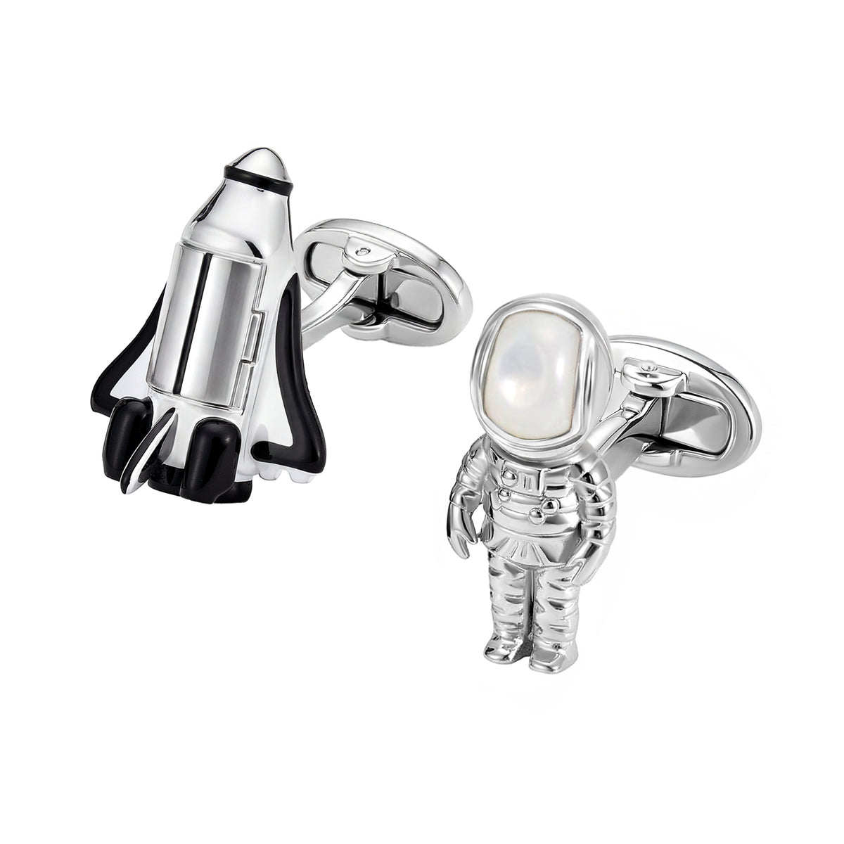 Astronaut Bobble Head & Shuttle Sterling Cufflinks