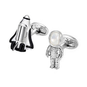 Astronaut Bobble Head & Shuttle Sterling Cufflinks