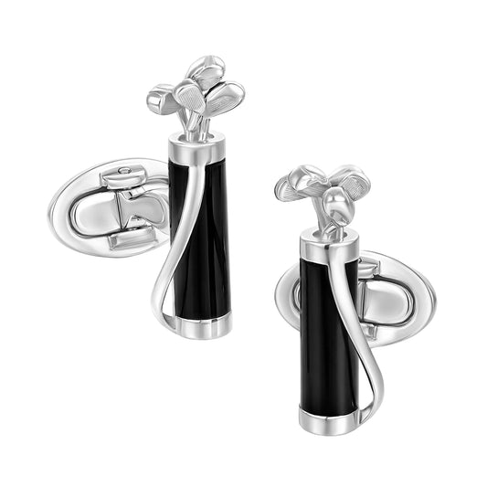 Golf Bag and Clubs Gemstone Sterling Cufflinks