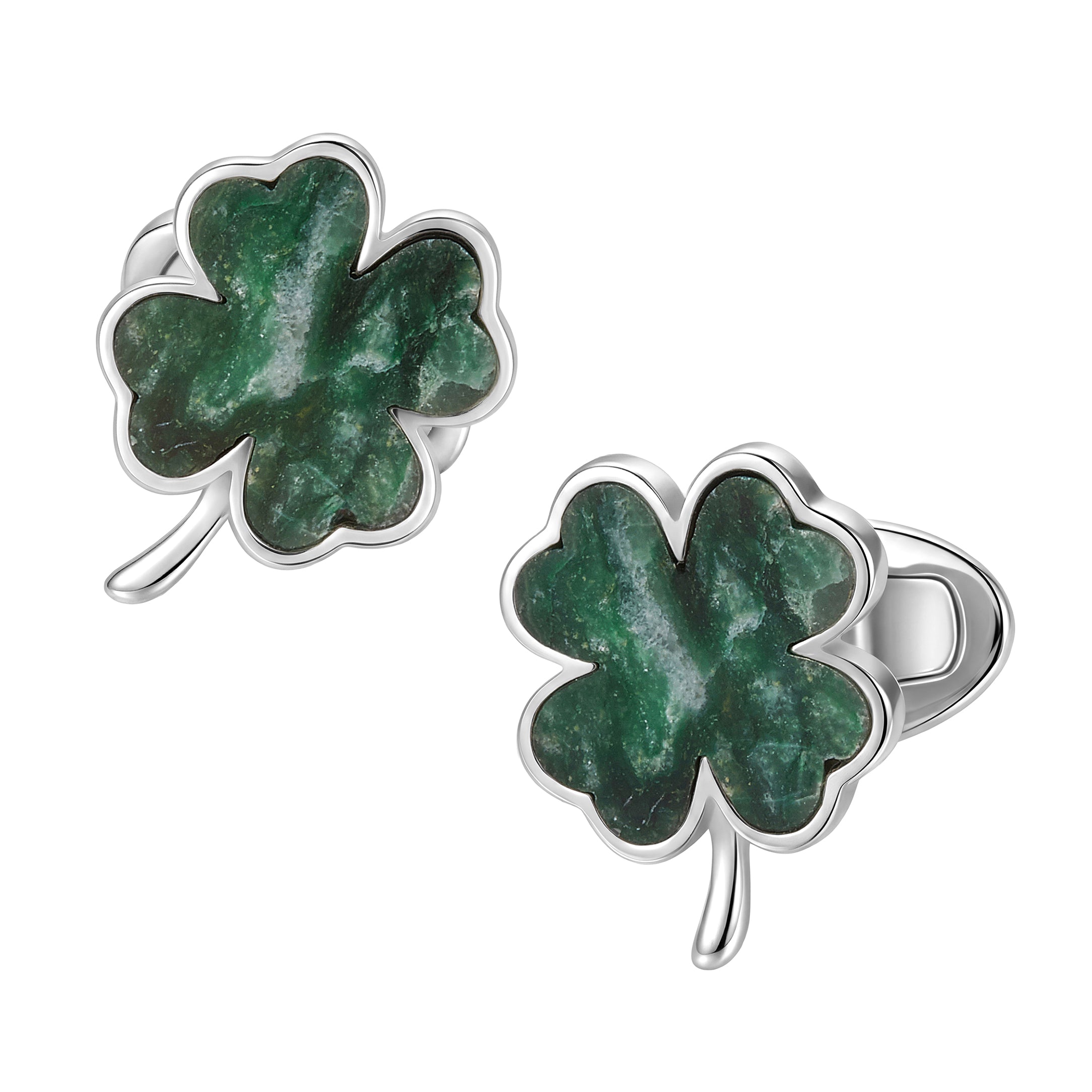 Sterling Silver Green Onyx Four Leaf Clover Cufflinks – Jan Leslie