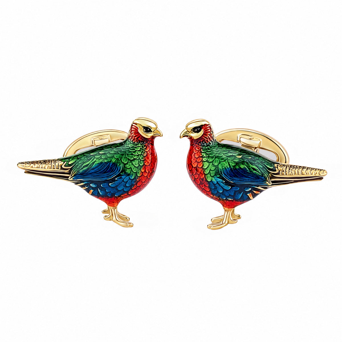 Colorful Quail Sterling Silver Gold Vermeil Cufflinks