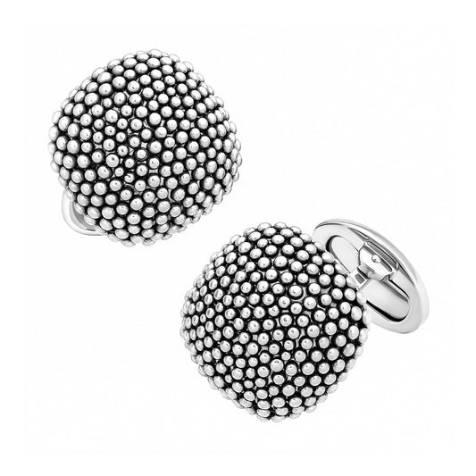 Soft Square Domed Sterling Silver Cufflinks with Granulation
