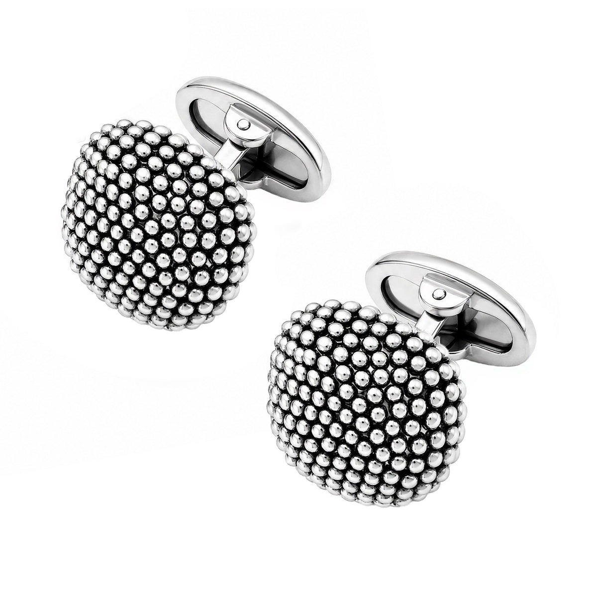 Soft Square Domed Sterling Silver Cufflinks with Granulation