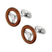 Steering Wheel Carved Sterling Cufflinks