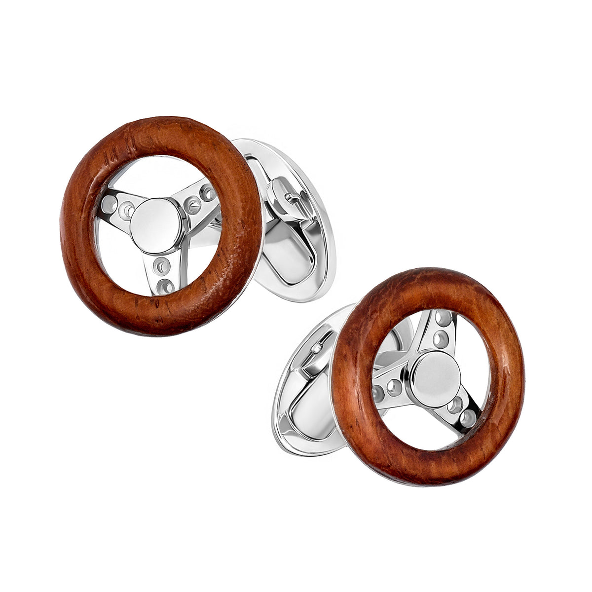 Steering Wheel Carved Sterling Cufflinks