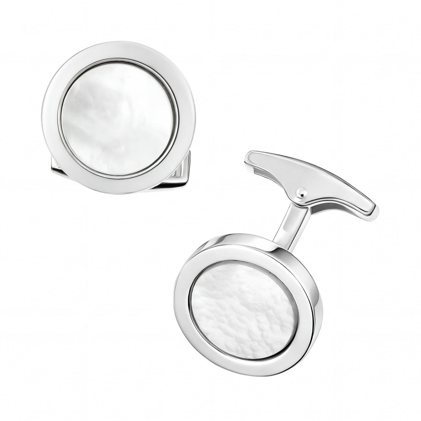 Round Gemstone Sterling Rim Cufflinks