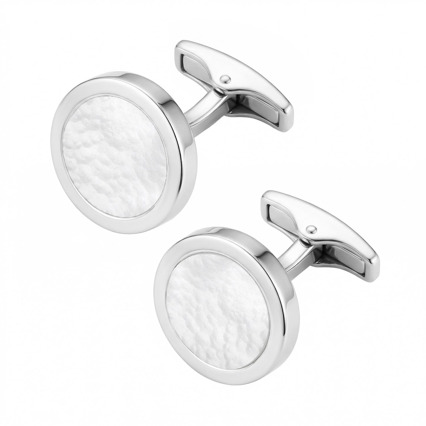 Round Gemstone Sterling Rim Cufflinks