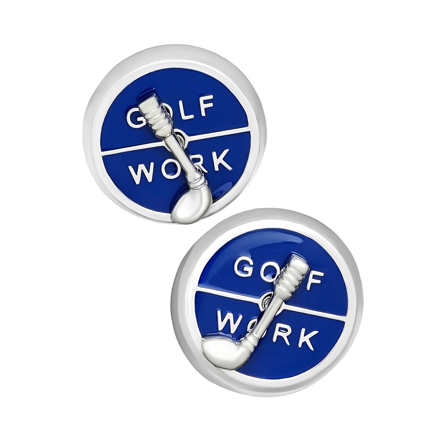 GOLF OR WORK? Spinner Sterling Silver Cufflinks