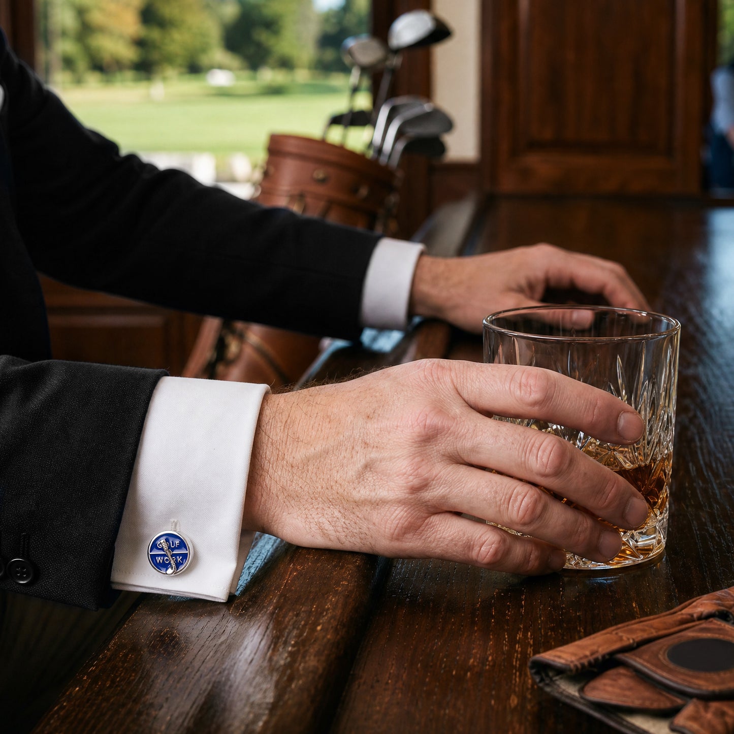 GOLF OR WORK? Spinner Sterling Silver Cufflinks