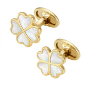 Lucky Four Leaf Clover Gold Vermeil Cufflinks