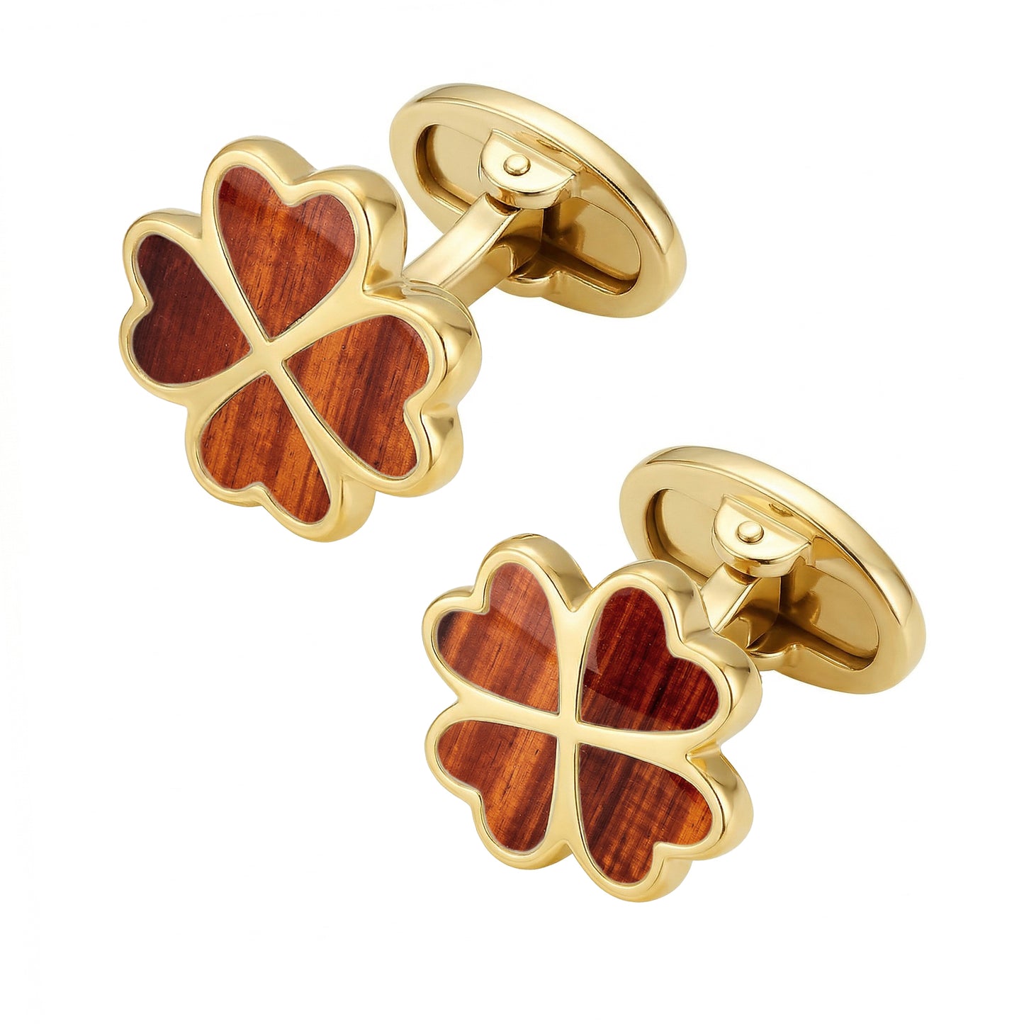Lucky Four Leaf Clover Gold Vermeil Cufflinks