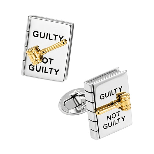 Guilty or Not Guilty Moving Spinner Sterling Cufflinks
