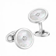 Gemstone and Diamond Sterling Silver Round Cufflinks