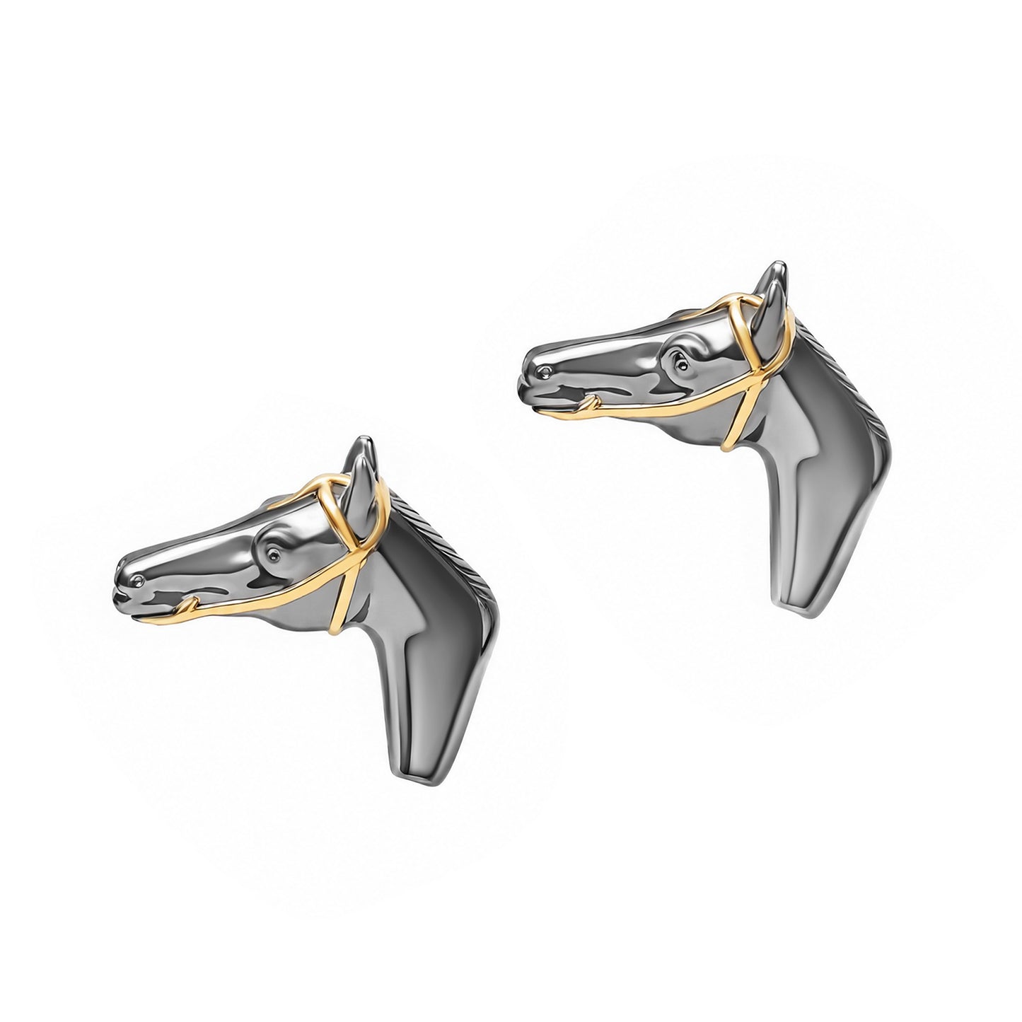 Horse Sterling Ruthenium Cufflinks