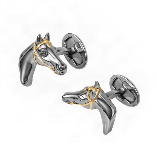Horse Sterling Ruthenium Cufflinks