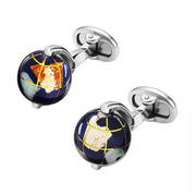 Globe Spinning Lapis Inlay Sterling Cufflinks