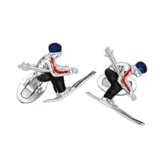 Skier Moving Sterling Cufflinks