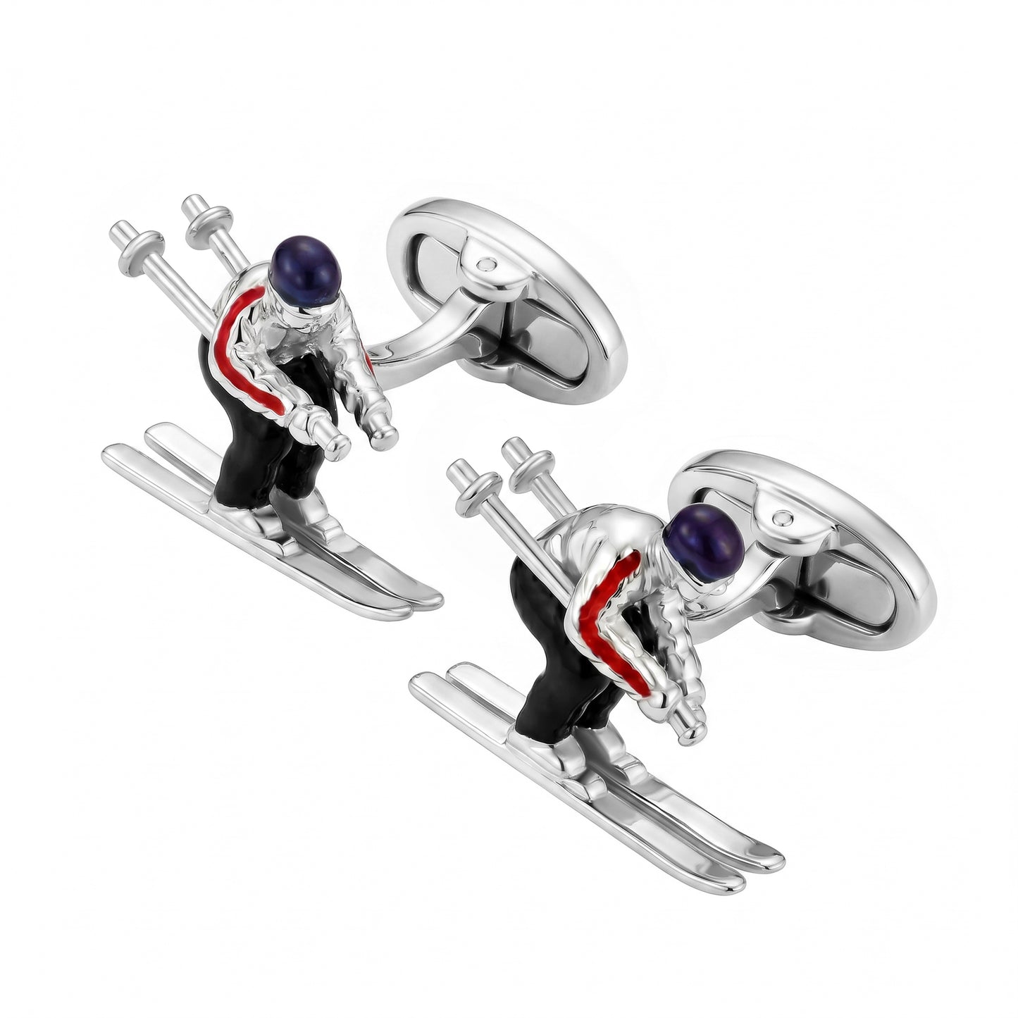 Skier Moving Sterling Cufflinks
