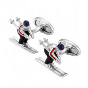 Skier Moving Sterling Cufflinks