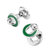 Horseshoe Flip Sterling Green Cufflinks