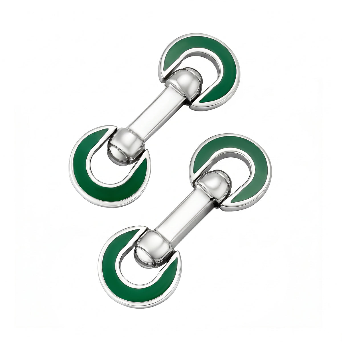 Horseshoe Flip Sterling Green Cufflinks