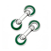 Horseshoe Flip Sterling Green Cufflinks