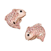 Rose gold vermeil hand-enameled Koi fish cufflinks with black enamel eye detail